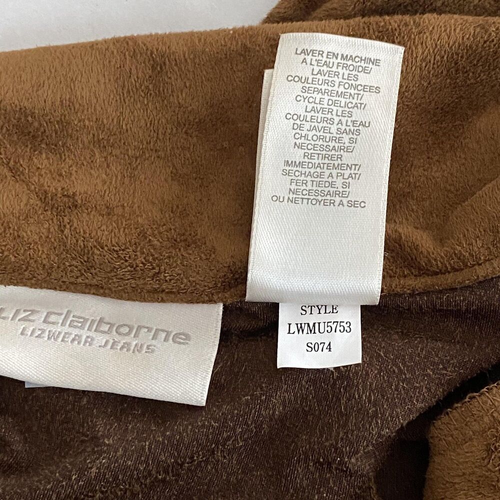 Liz Claiborne Pullover Womens Medium Brown Faux Suede Lace Up Top Long Sleeve - Picture 7 of 7